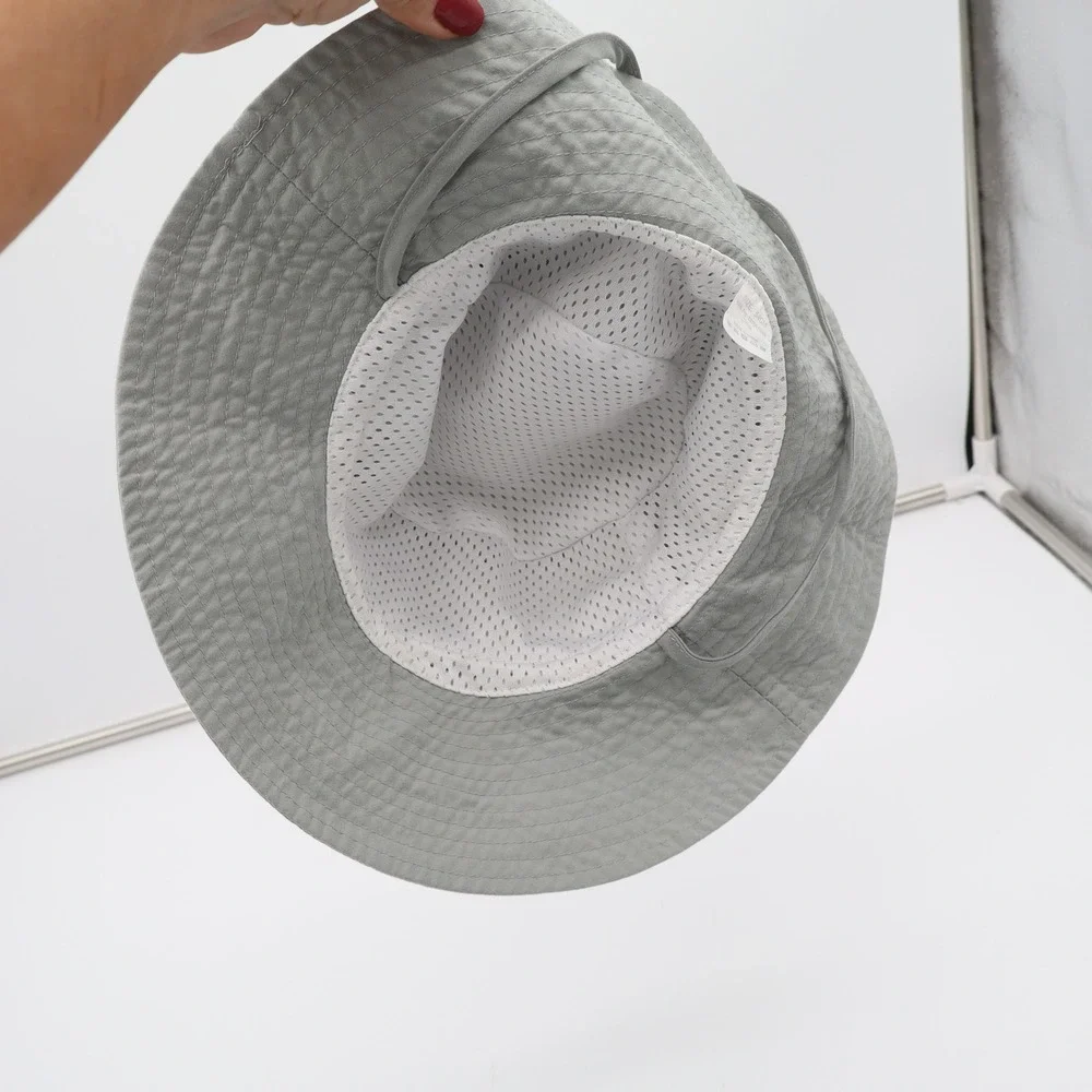 Unbranded Bucket Hat Kids 54cm Smiley Face Patch Grey Adjustable Strap Excellent